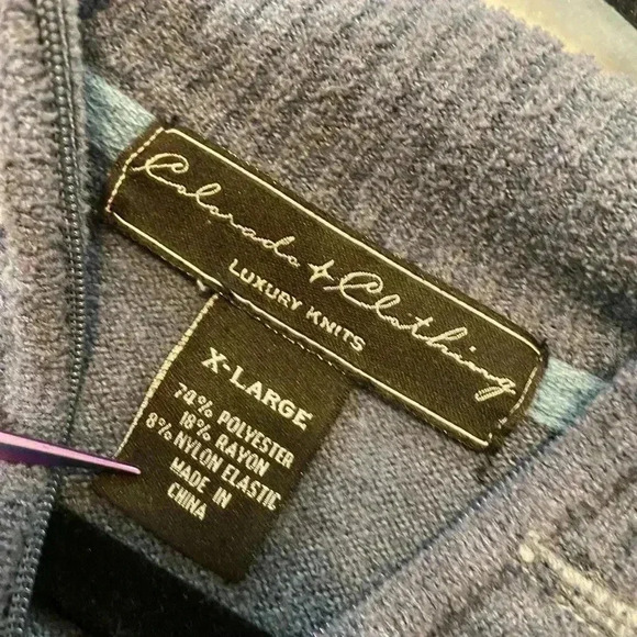 Colorado Clothing Men Blue Terrycloth Quarter Zip Ribbed Panel Pullover Size XL - Picture 9 of 11